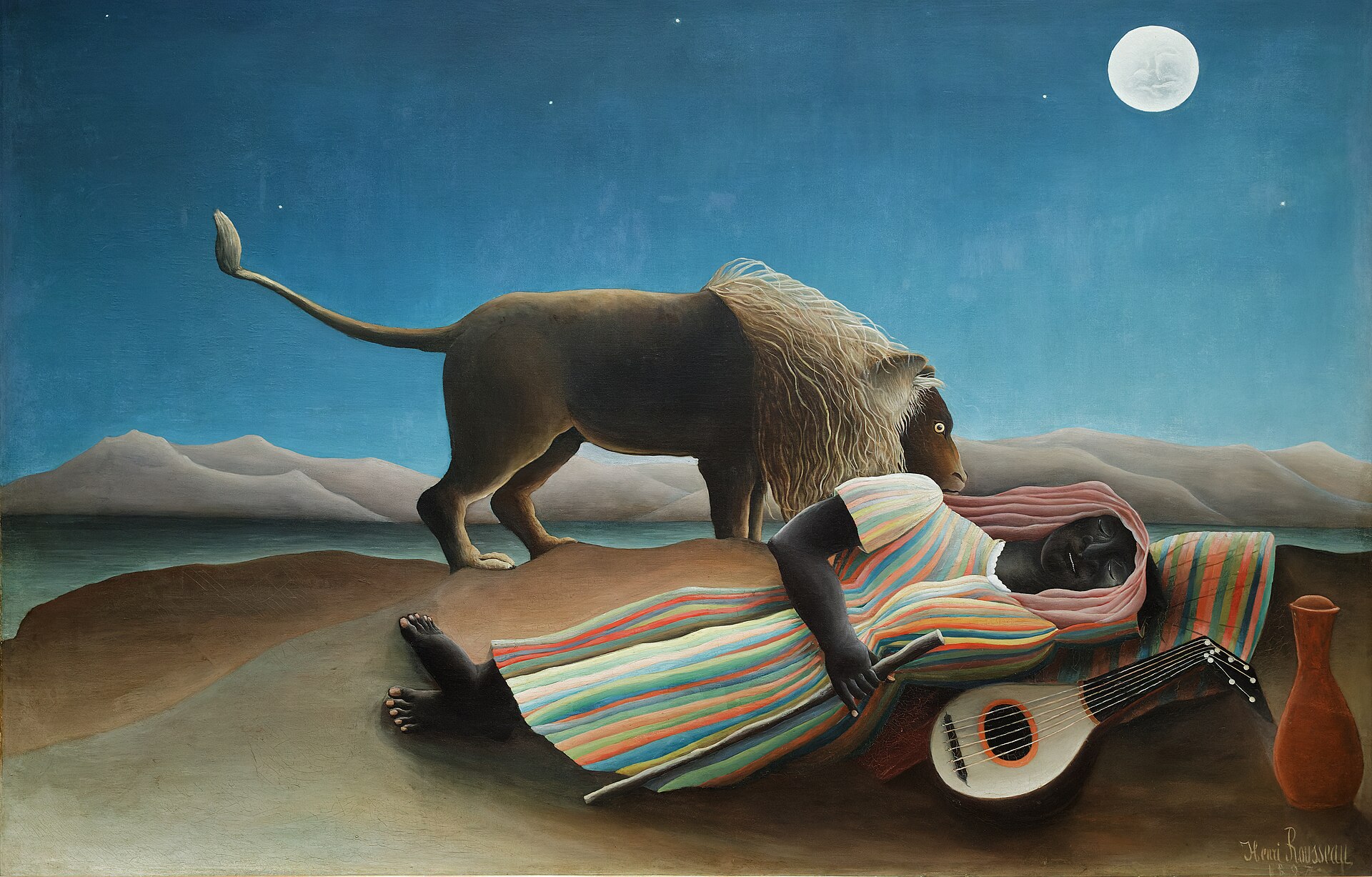 Imagem de referência de A Cigana adormecida, descrito nos dados abertos como pintura de Henri Rousseau