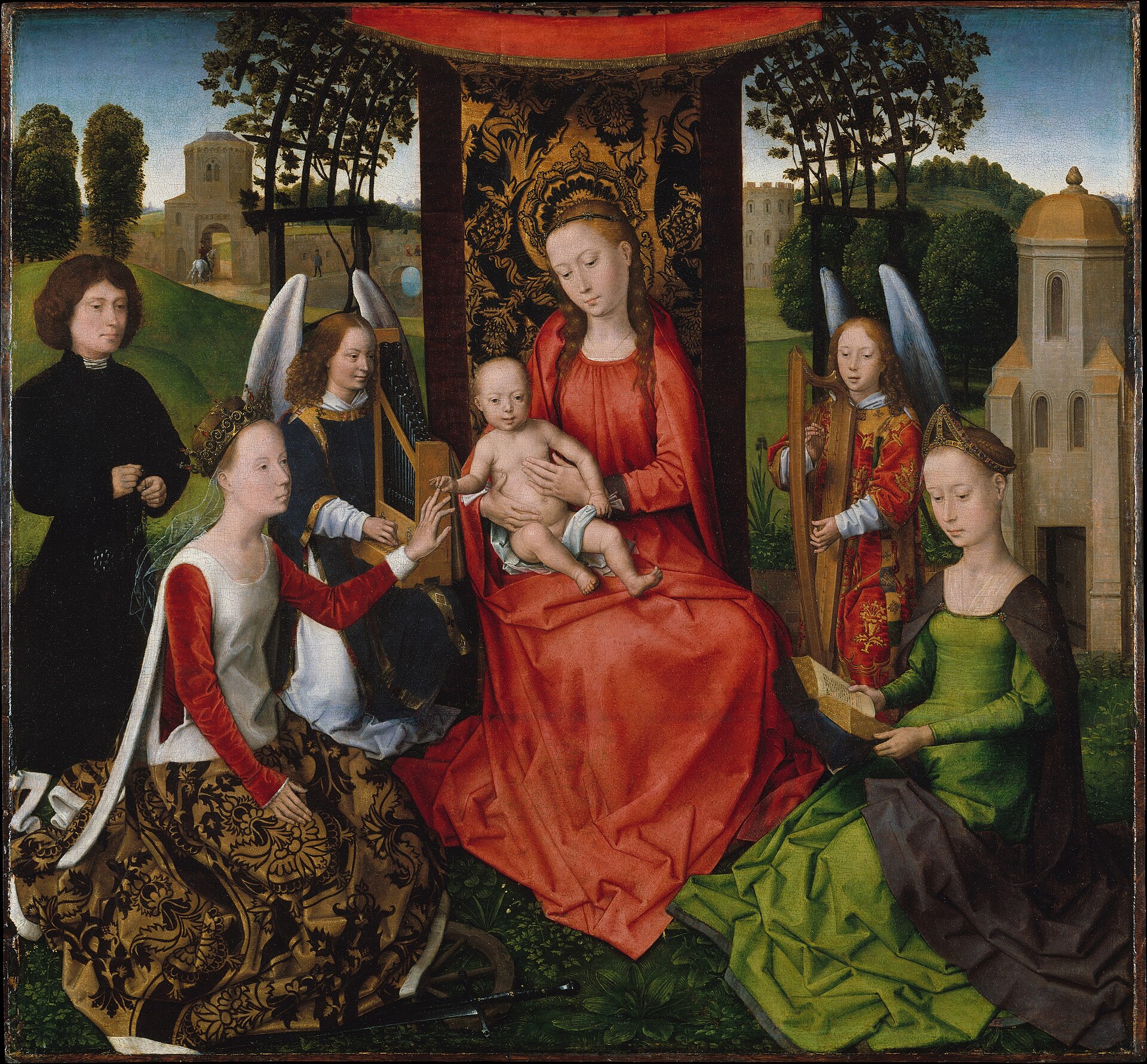 Imagem de referência de Casamento Místico de de Santa Catarina, descrito nos dados abertos como pintura de Hans Memling