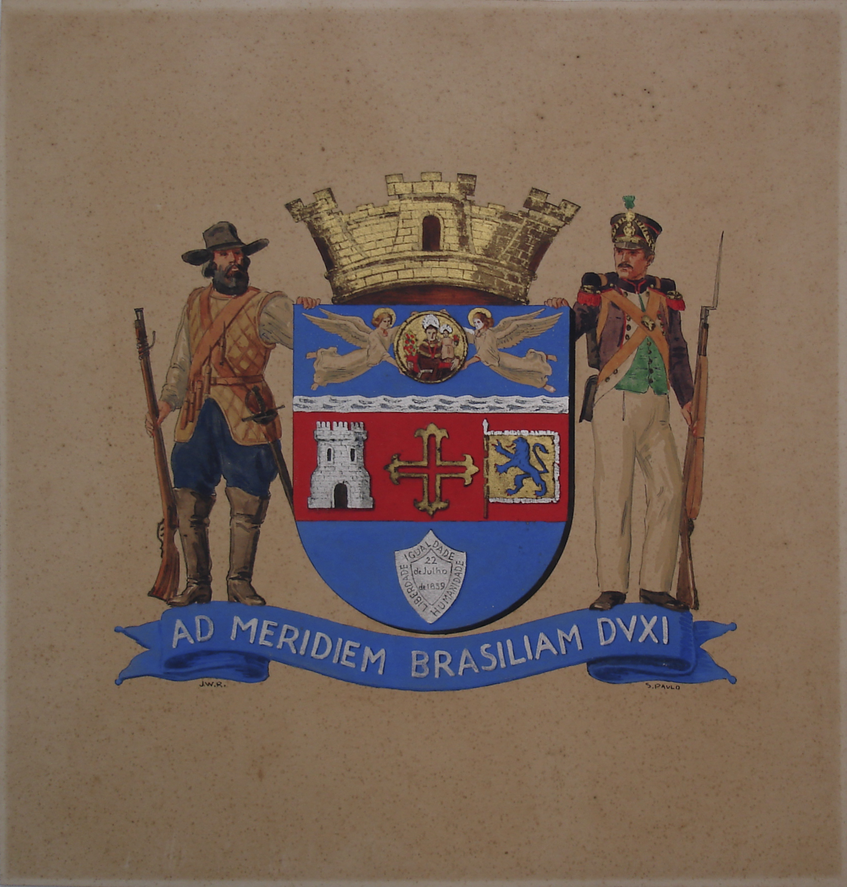 Imagem de referência de Brasão de Laguna, descrito nos dados abertos como pintura de José Wasth Rodrigues