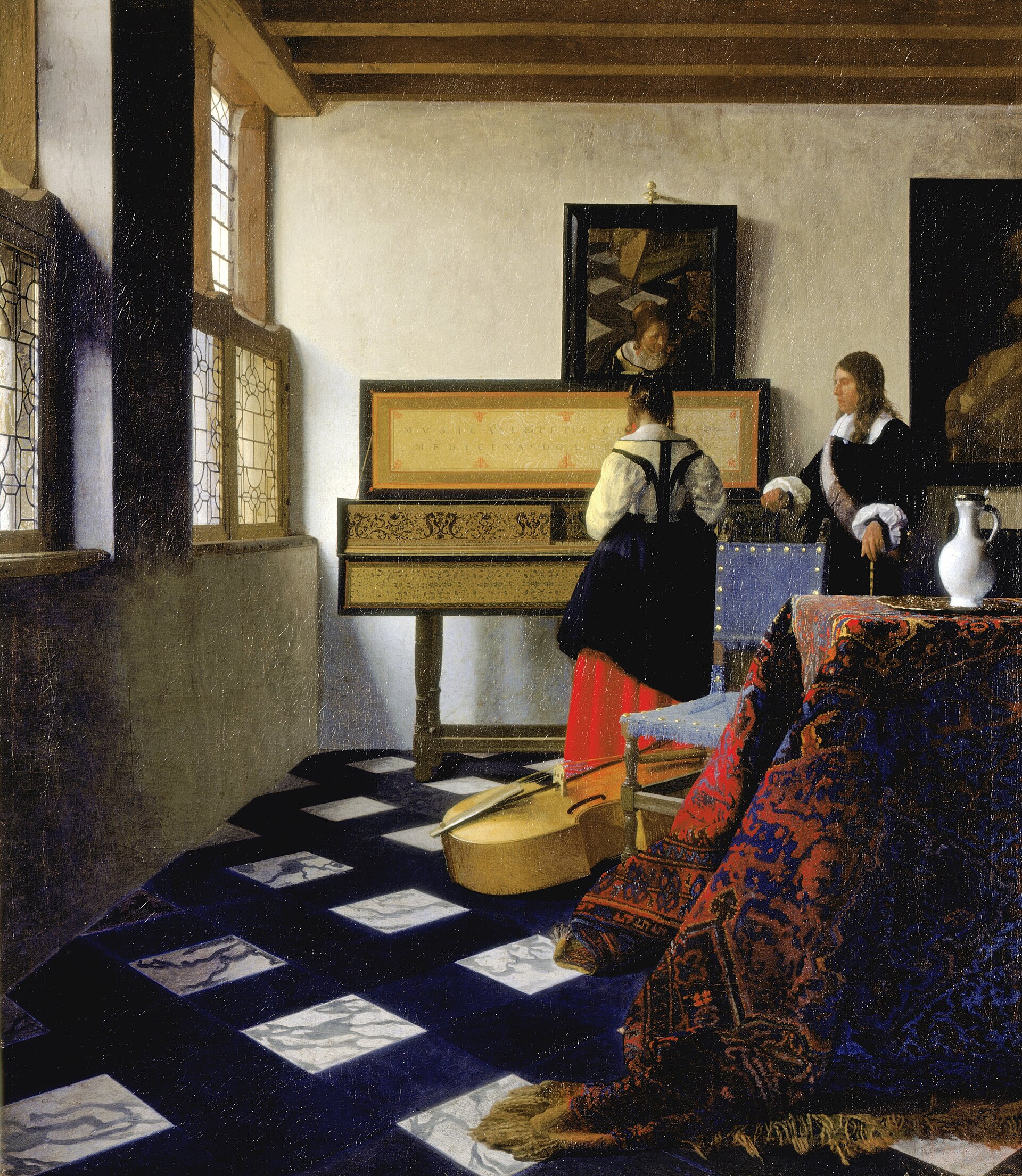 Imagem de referência de A lição de música, descrito nos dados abertos como pintura de Johannes Vermeer