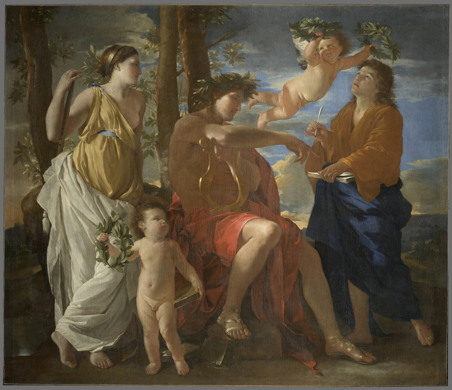Imagem de referência de A inspiração do poeta, descrito nos dados abertos como pintura de Nicolas Poussin