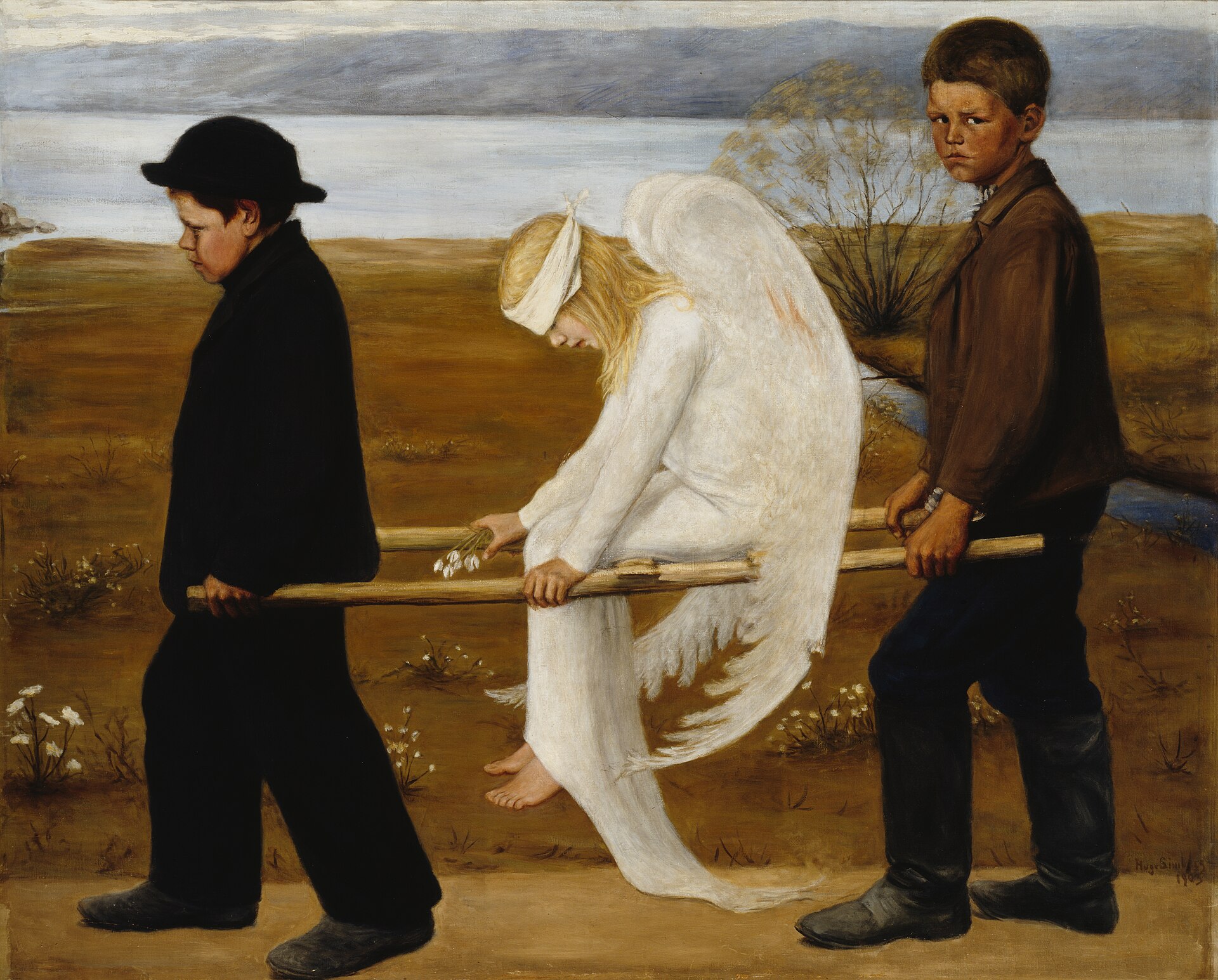 Imagem de referência de O Ángel ferido, descrito nos dados abertos como pintura de Hugo Simberg