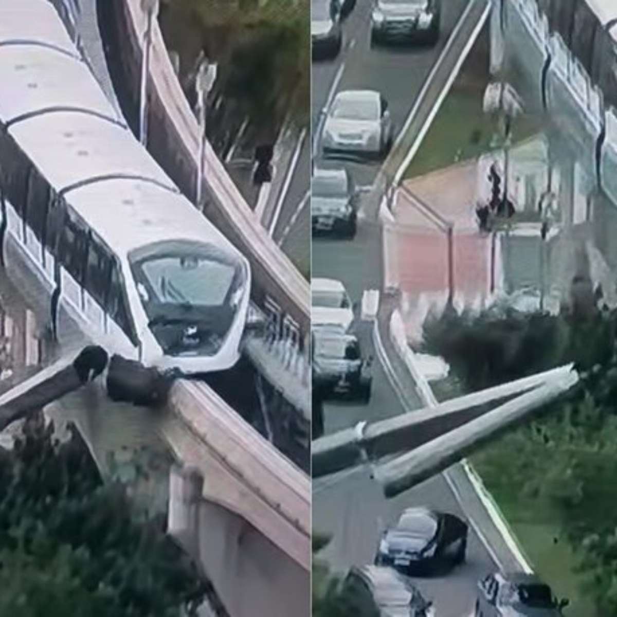 VÍDEO: Guindaste cai nos trilhos do monotrilho e atinge trem da Linha 15-Prata em SP