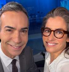 Âncoras do 'JN', César Tralli e Renata Vasconcellos estão entre os profissionais mais valorizados pela Globo Foto: Reprodução