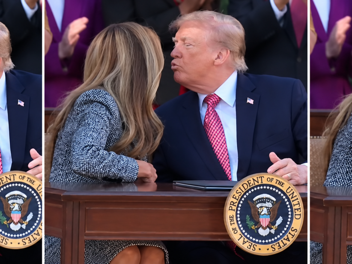 Melania Trump 'desvia' de beijo do marido durante evento na Casa Branca e cena viraliza