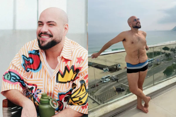Tiago Abravanel posa de sunga após perder 23 kg e público aplaude