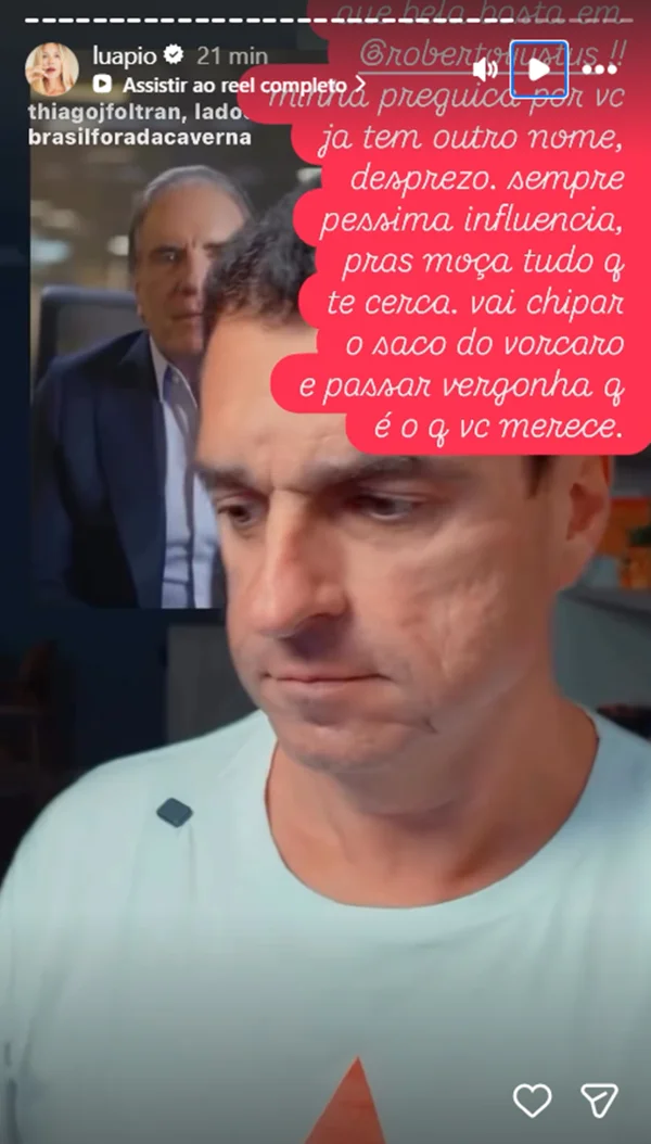 Luana Piovani se revolta e diz sentir “desprezo” por Roberto Justus