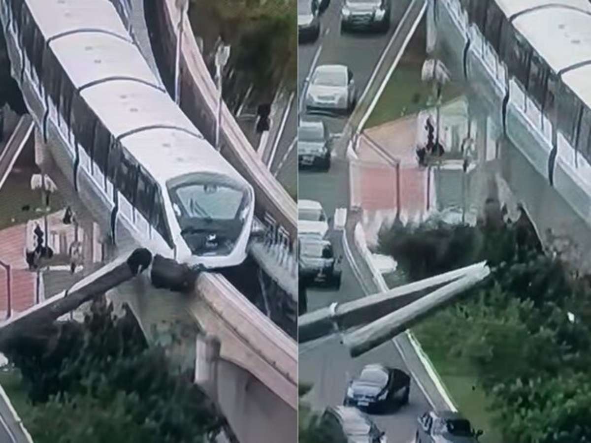 VÍDEO: Guindaste cai nos trilhos do monotrilho e atinge trem da Linha 15-Prata em SP