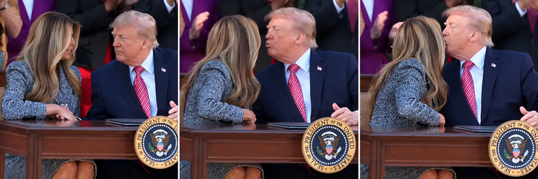 Melania Trump 'desvia' de beijo do marido durante evento na Casa Branca e cena viraliza